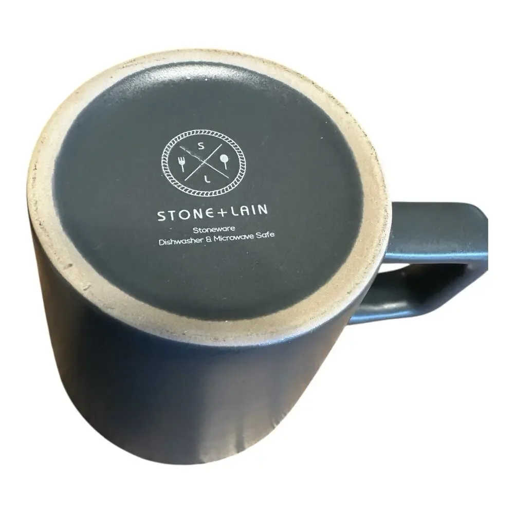 Stone & Lain Stoneware Coffee Mugs Set Of 4 Matte Grey EUC 3.5”x3.5”